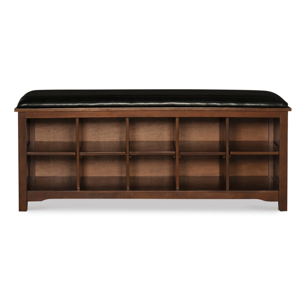 Linon Fairfield Padded Storage Bench, 19inH x 45inW x 17inD, Dark Walnut/Dark Brown