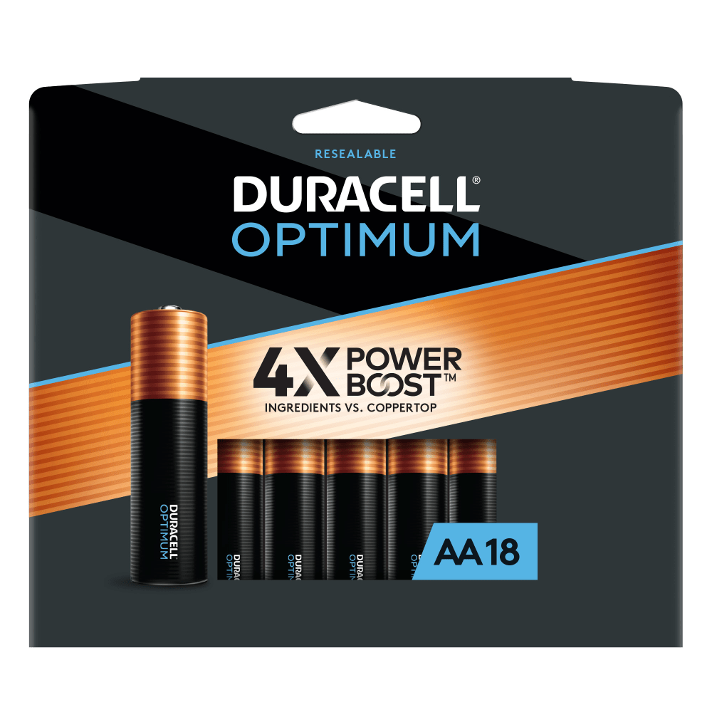 Duracell Optimum AA Alkaline Batteries, Pack Of 18