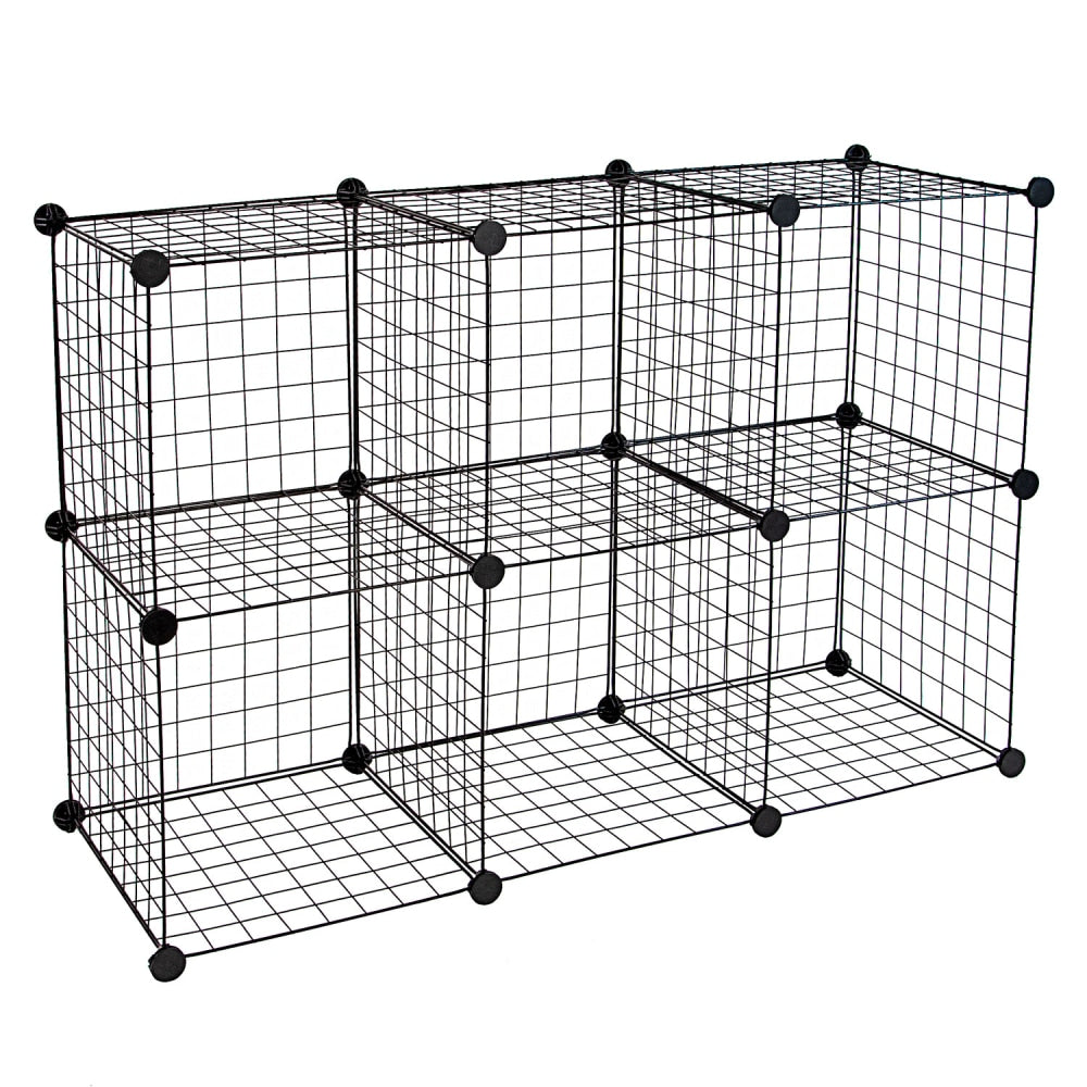 Mount-It! Work-It 6-Cube Wire Modular Storage Organizer, 14inH x 14inW x 14inD, Black