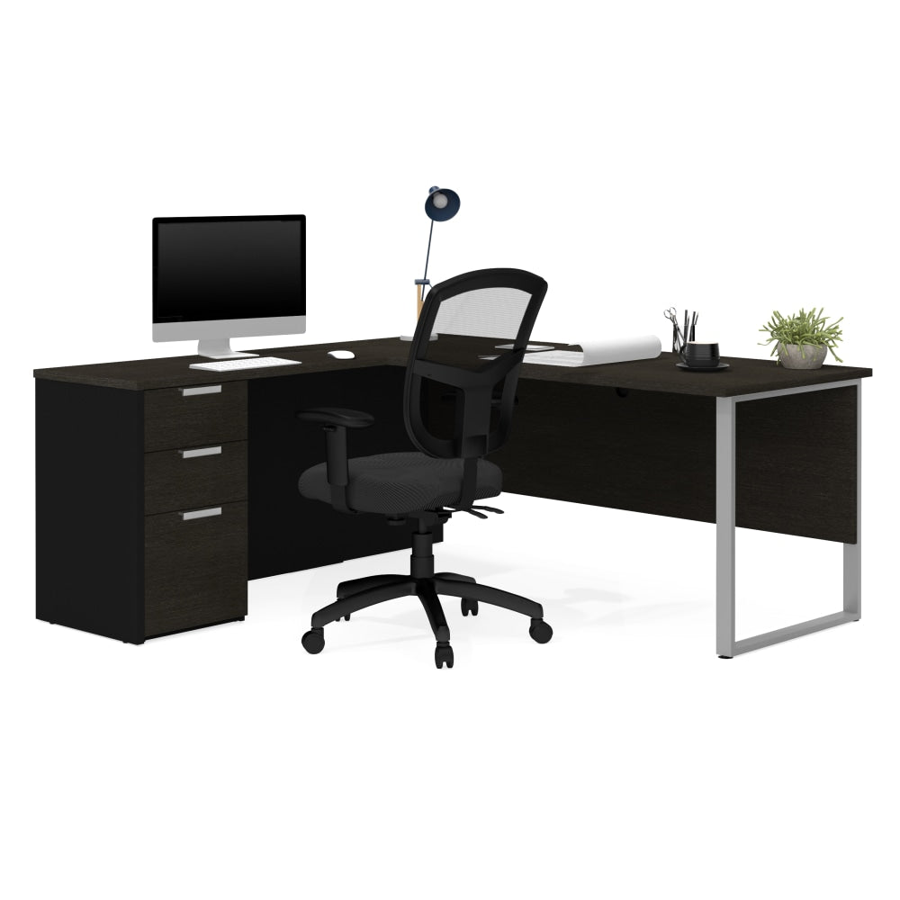 Bestar Pro-Concept Plus 72inW L-Shaped Corner Desk With Drawers, Deep Gray/Black