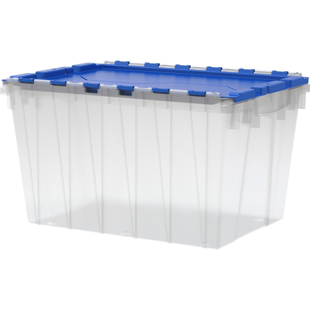 Akro Mils Keep Storage Box Container With Lid, 21 1/2in x 15in x 12 1/2in, Clear/Blue