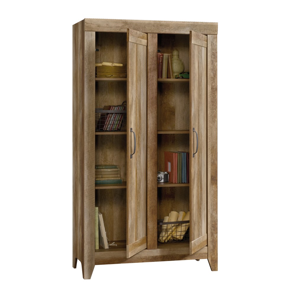 Sauder Adept Wide Wood Storage Cabinet, Craftsman Oak