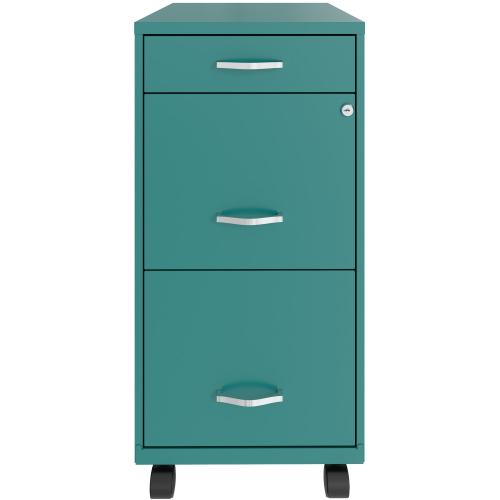 Realspace SOHO Organizer 18inD Vertical 3-Drawer Mobile File Cabinet, Teal