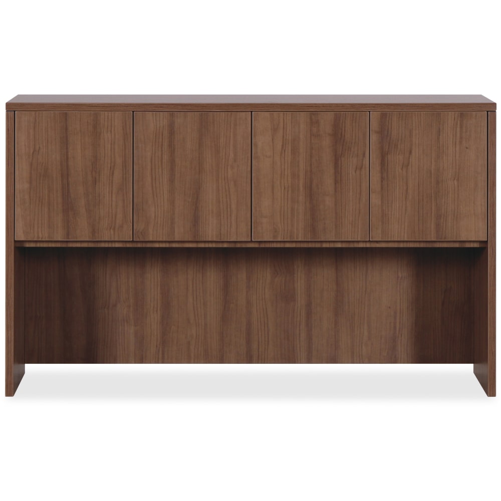 Lorell Essentials Hutch With Doors, 72inW, Walnut