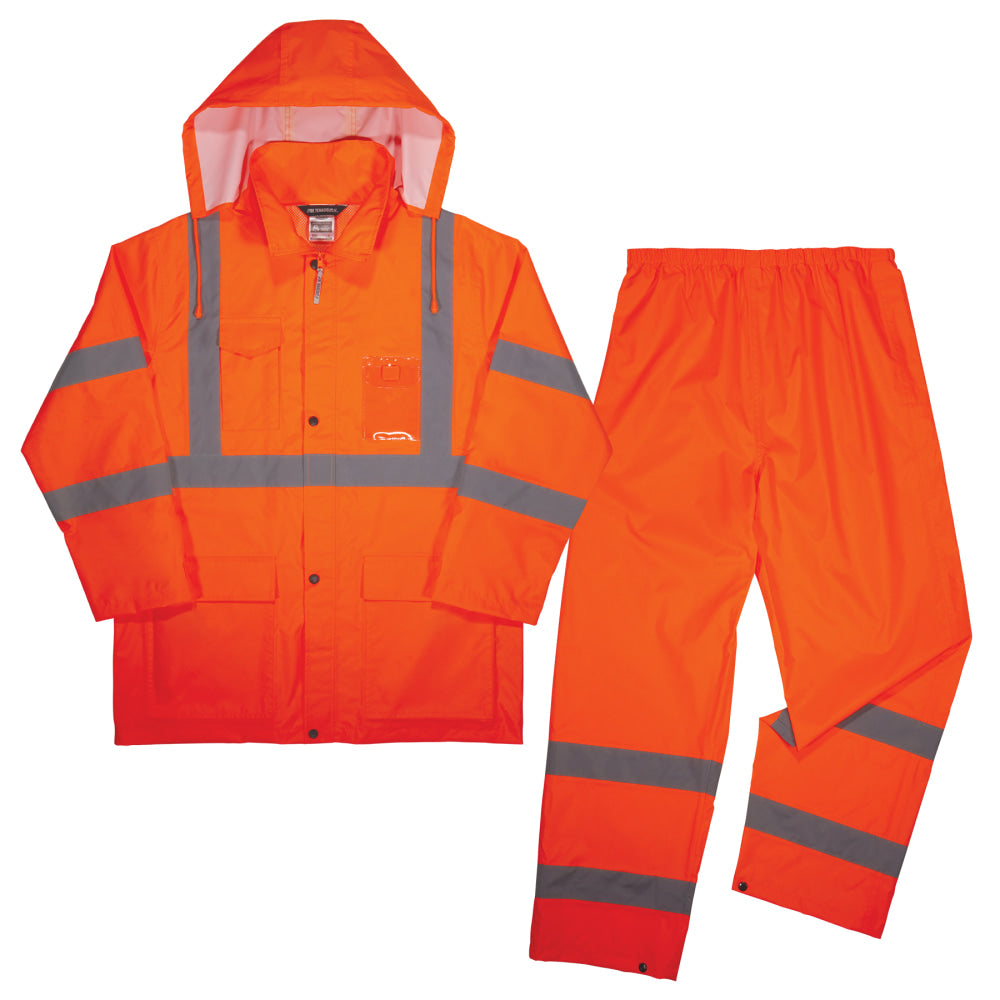 Ergodyne GloWear 8376K Lightweight Hi-Vis Rain Suit, Orange, Medium