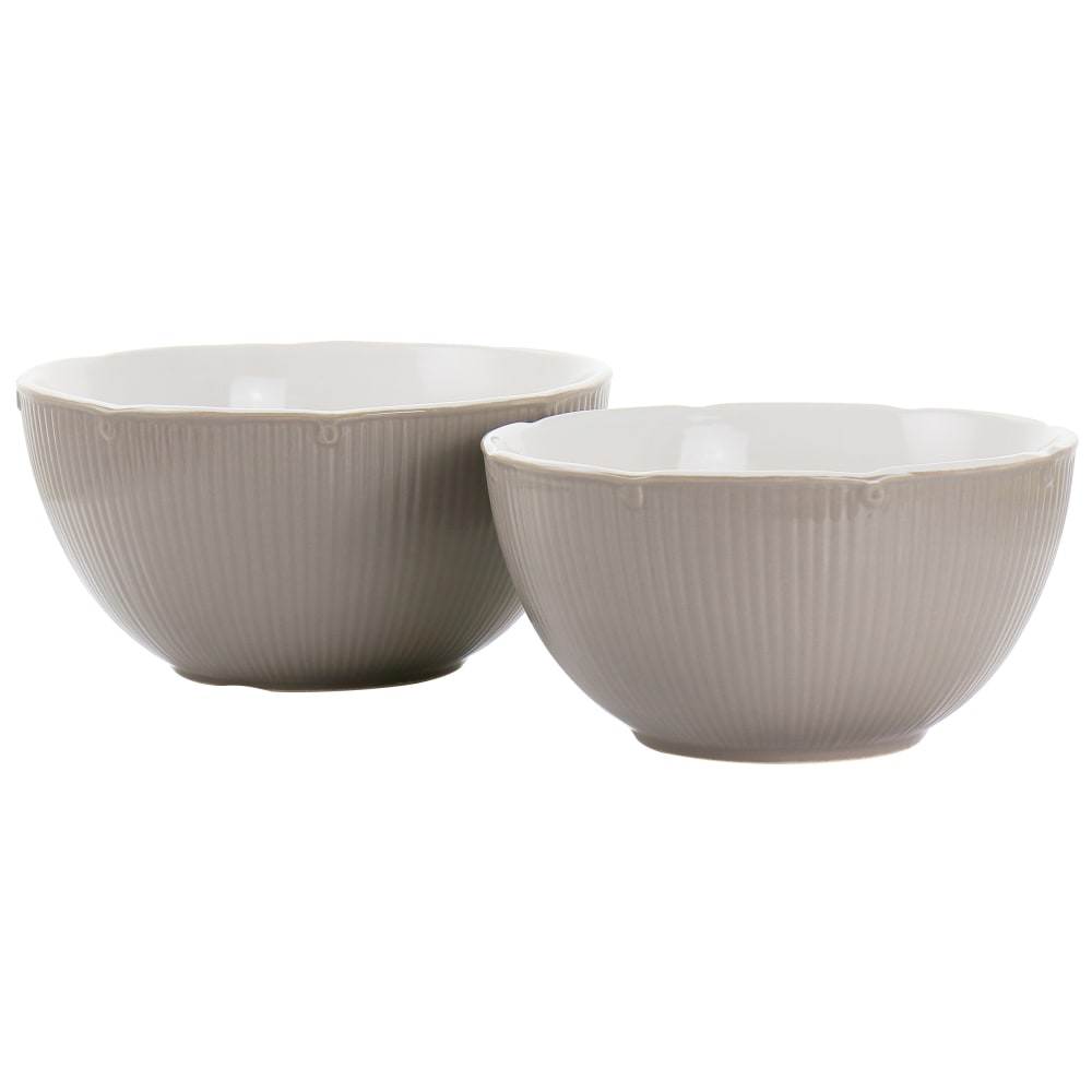 Martha Stewart 2-Piece Serving Bowl Set, Taupe