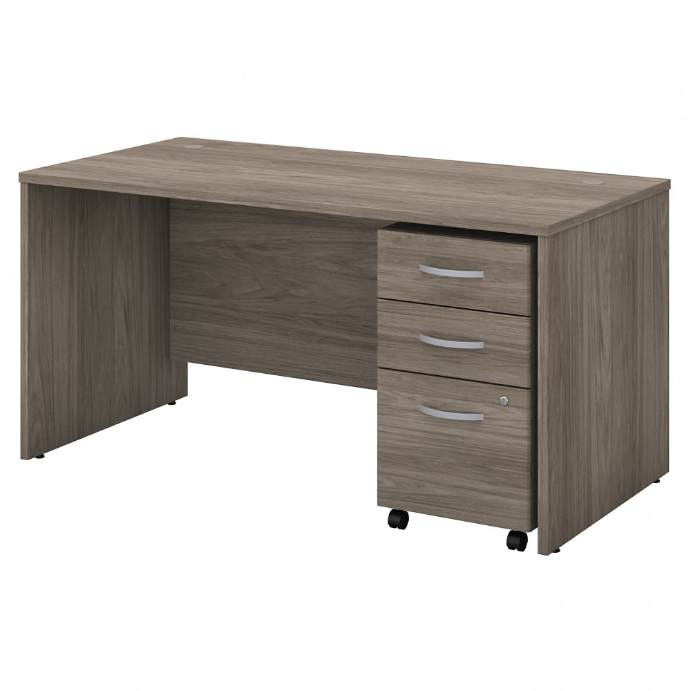 Bush Business Furniture Studio C 60inW Office Computer Desk With Mobile File Cabinet, Modern Hickory, Standard Delivery