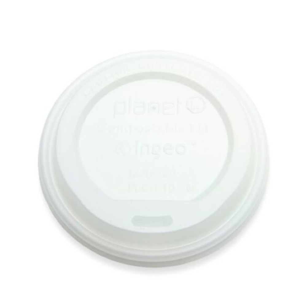 Planet+ Compostable Hot Cup Lids, 10-20 Oz, White, Pack Of 1000 Lids