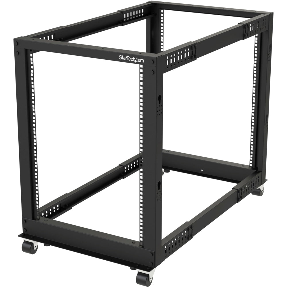 StarTech.com 15U Open Frame Rack - 4 Post - 22-40 in. Adjustable Depth - 1200 lbs Weight Capacity - Includes Casters (4POSTRACK15U)