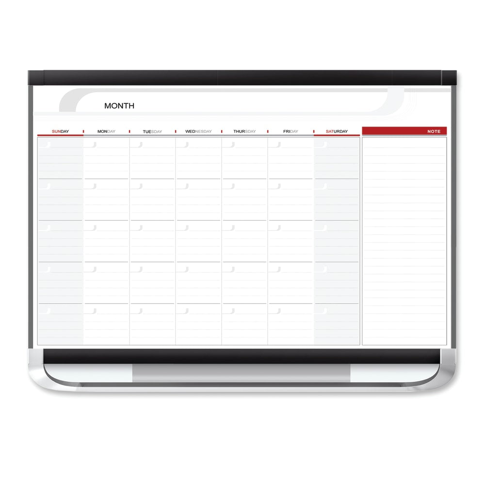 Quartet Prestige 2 Total Erase Magnetic Project Planner/Monthly Calendar Dry-Erase Whiteboard, 36in x 24in, Aluminum Frame With Graphite Finish