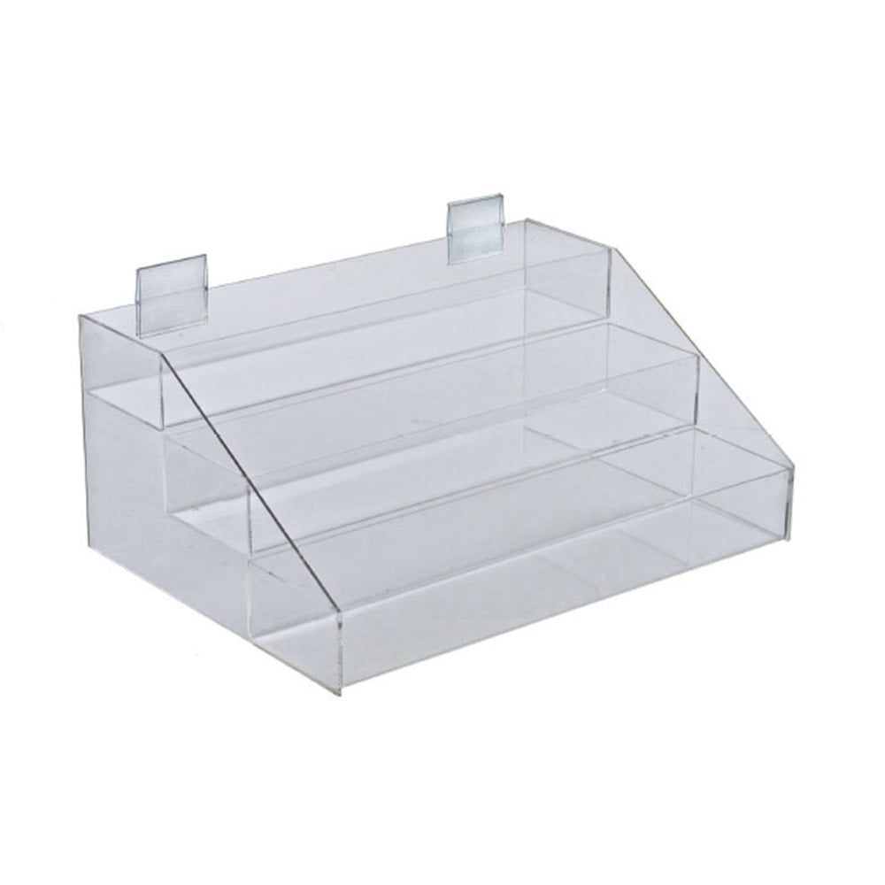 Azar Displays 3-Tier Counter Display Organizer, 7inH x 16inW x 11-3/4inD, Clear