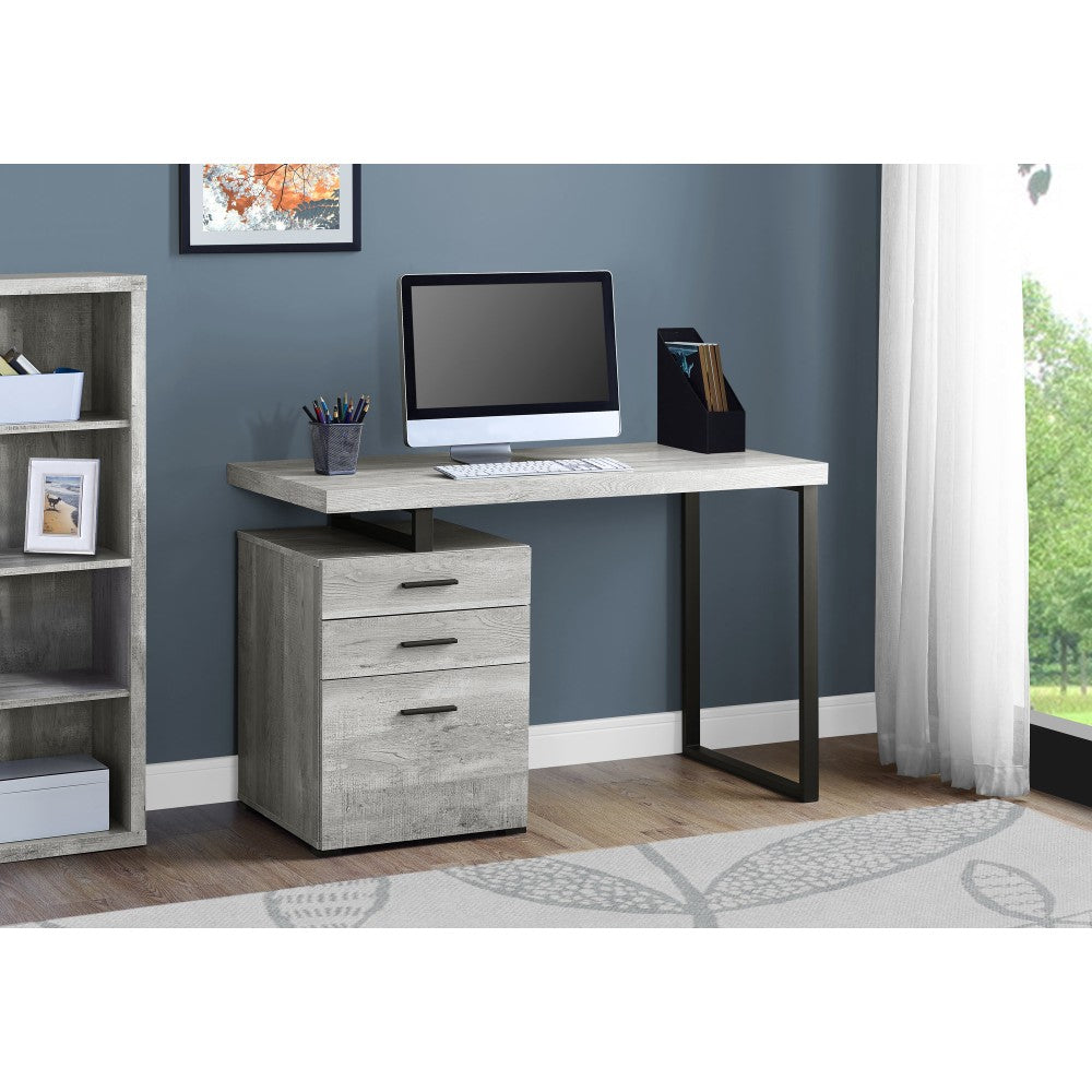 Monarch Specialties 48inW Computer Desk With 3 Drawers, Gray Woodgrain/Black