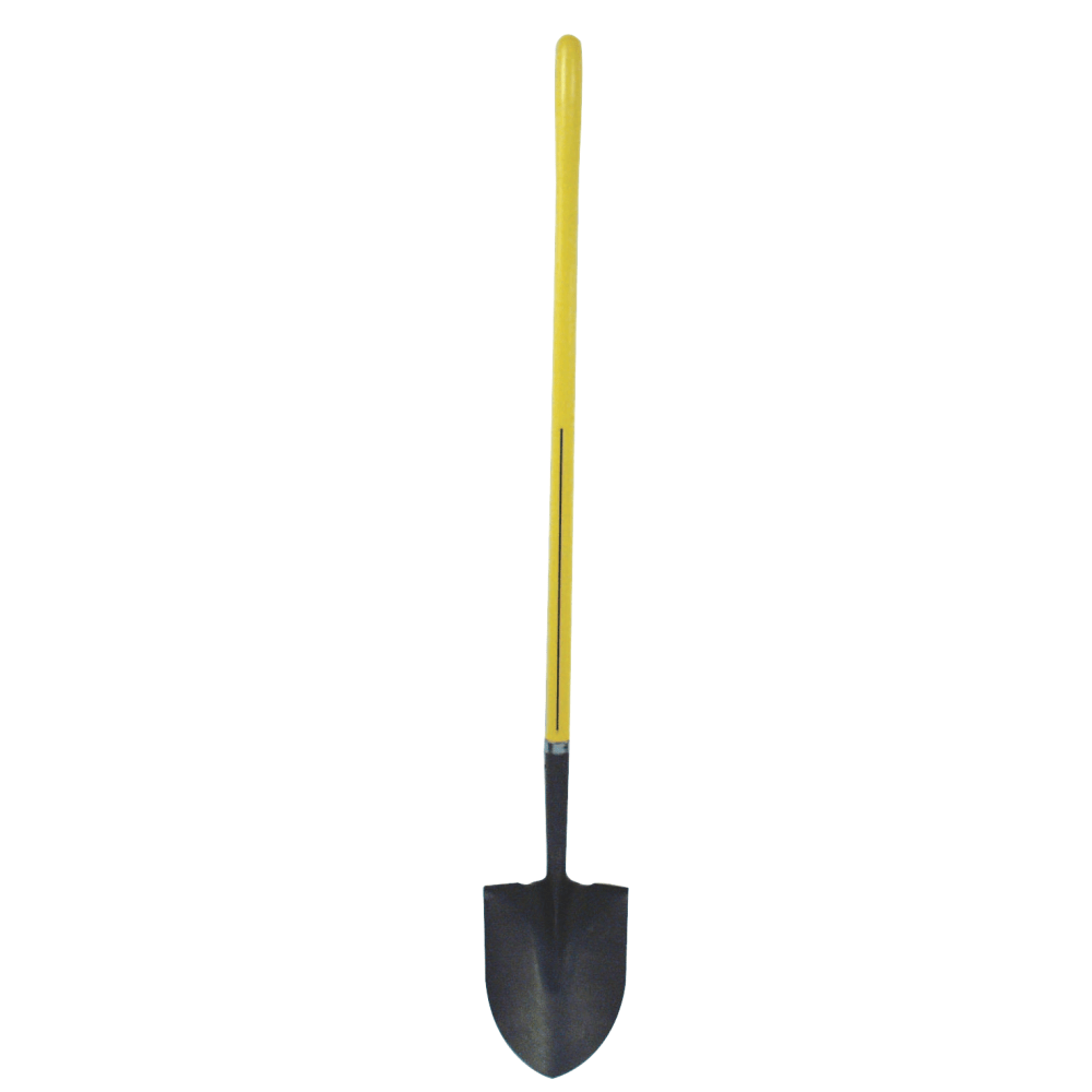 Nupla Ergo Power Round Point Shovel, 11-1/2 in x 9 in Blade, 48 in Fiberglass Straight Handle