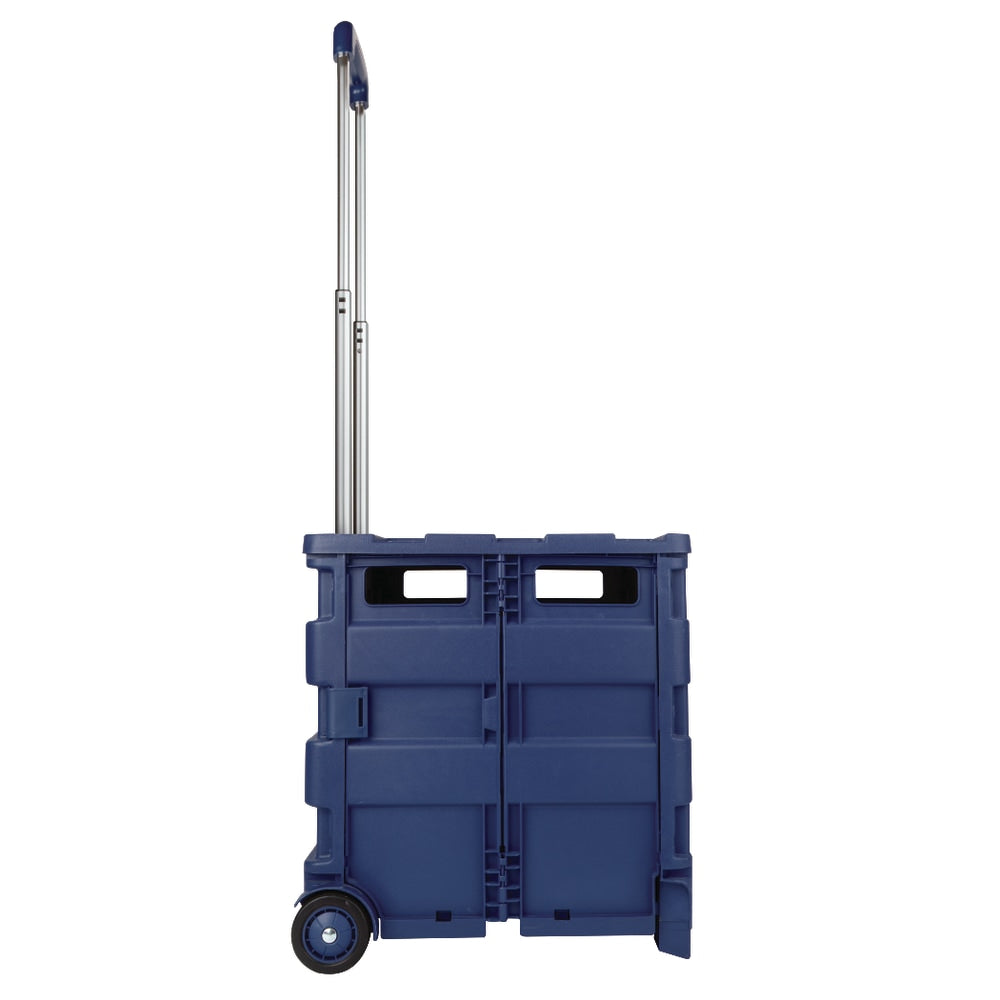 Office Depot Brand Mobile Folding Cart With Lid, 16inH x 18inW x 15inD, Blue