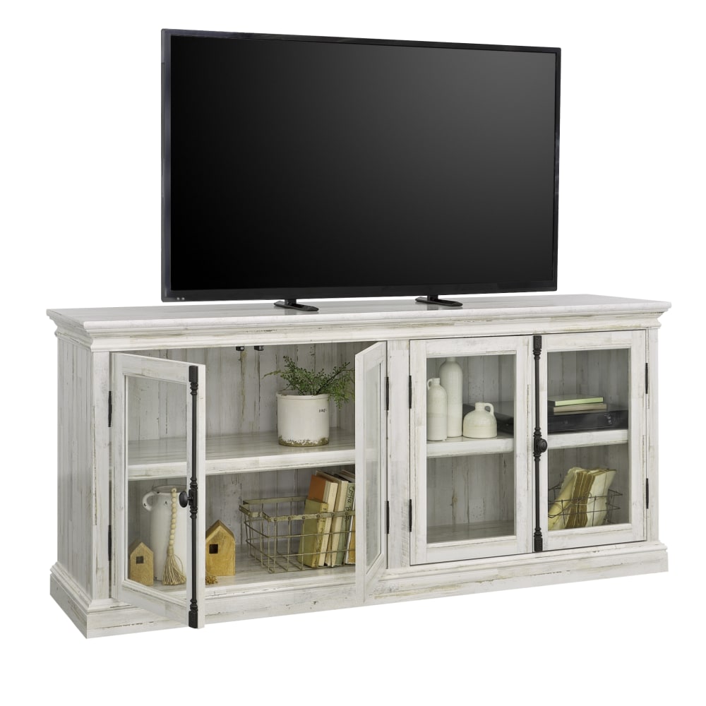 Sauder Barrister Lane Entertainment Credenza For 80in TVs, 32-1/2inH x 70-1/8inW x 19-1/8inD, White Plank