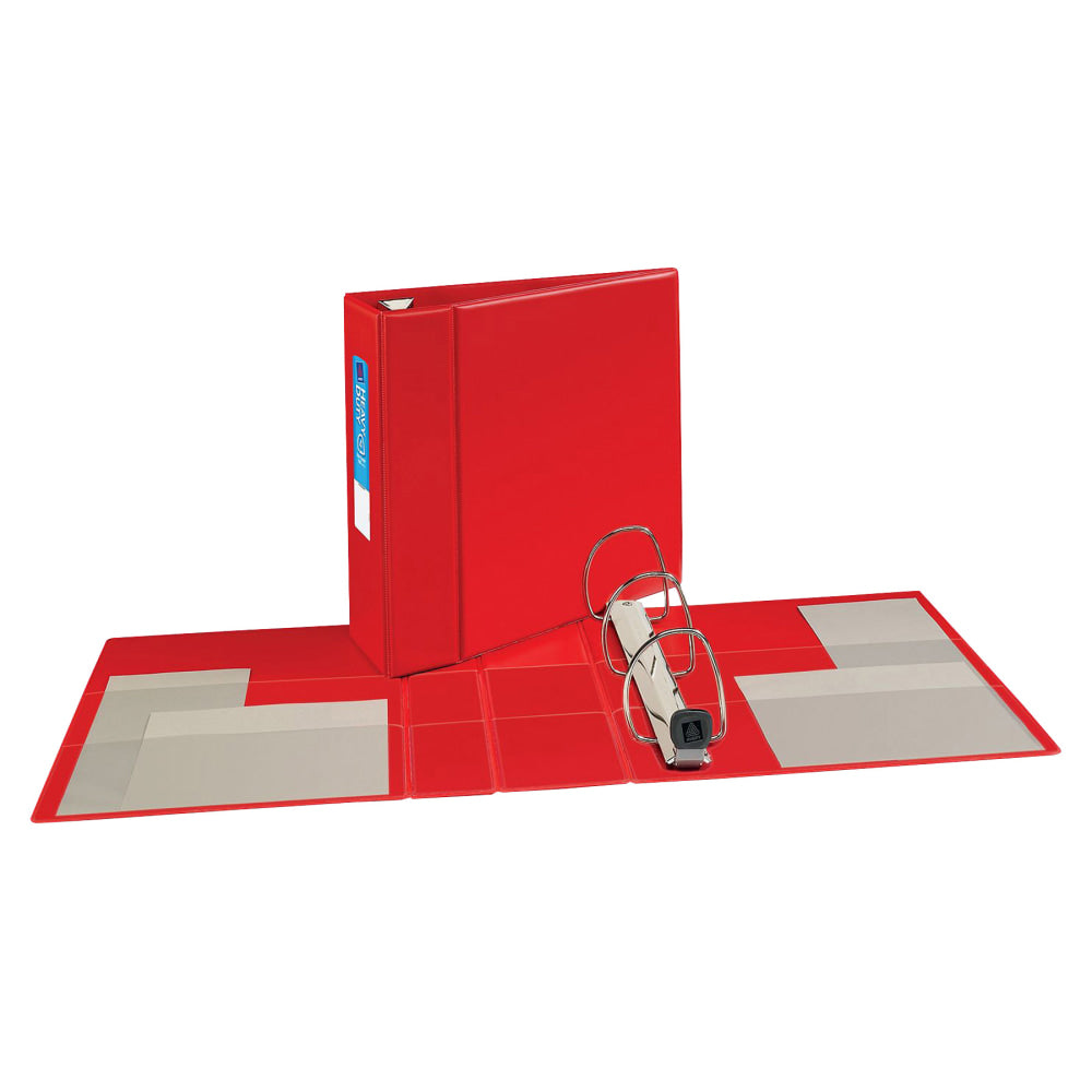 Avery Heavy-Duty 3-Ring Binder With Locking One-Touch EZD Rings, 4in D-Rings, Red