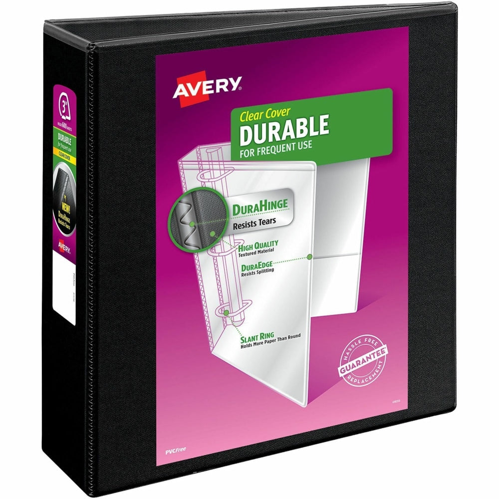 Avery Durable View 3-Ring Binder, 3in Slant Rings, Black