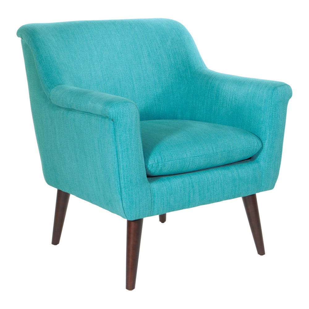 Office Star Dane Accent Chair, Turquoise/Dark Coffee