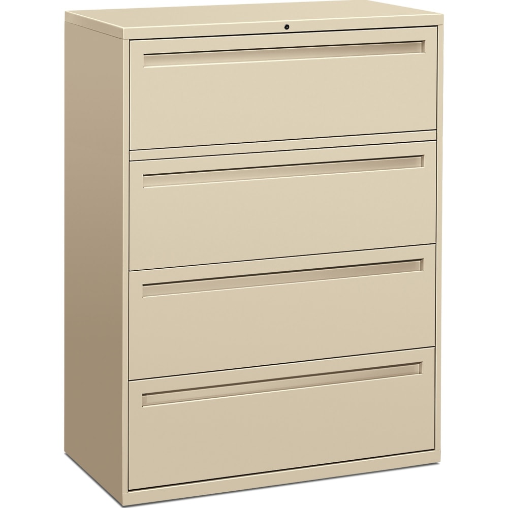 HON Brigade 700 42inW x 19-1/4inD Lateral 4-Drawer File Cabinet, Putty