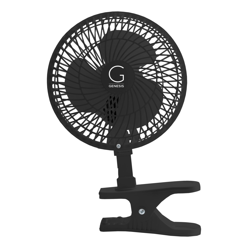 Genesis 6in Max Breeze Clip Fan With Attachable Tabletop Base, 10inH x 5inW x 5inD, Black