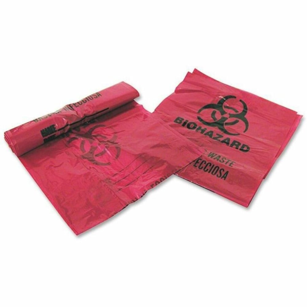 Unimed Stick-On Biohazard Infectious Waste Bags, 3 Gallons, Red, Box Of 100