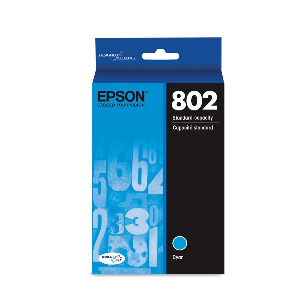 Epson 802 DuraBrite Ultra Cyan Ink Cartridge, T802220-S