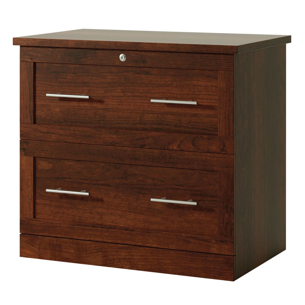 Realspace 29-7/16inW x 18-1/2inD Lateral 2-Drawer File Cabinet, Mulled Cherry