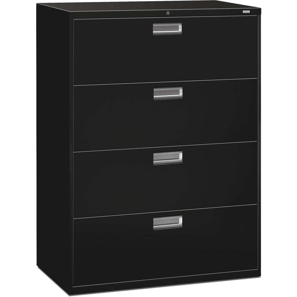 HON Brigade 600 42inW x 19-1/4inD Lateral 4-Drawer File Cabinet, Black