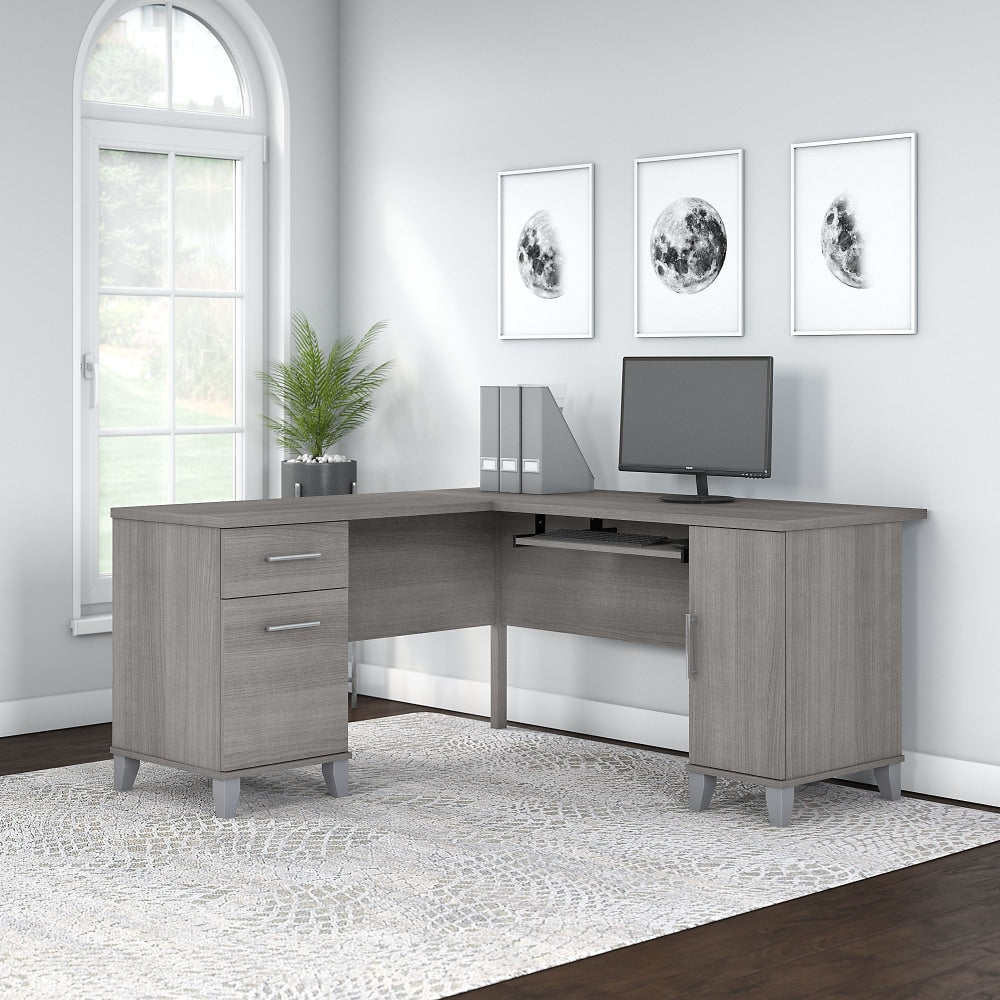 Bush Business Furniture Somerset 60inW L-Shaped Corner Desk, Platinum Gray, Standard Delivery