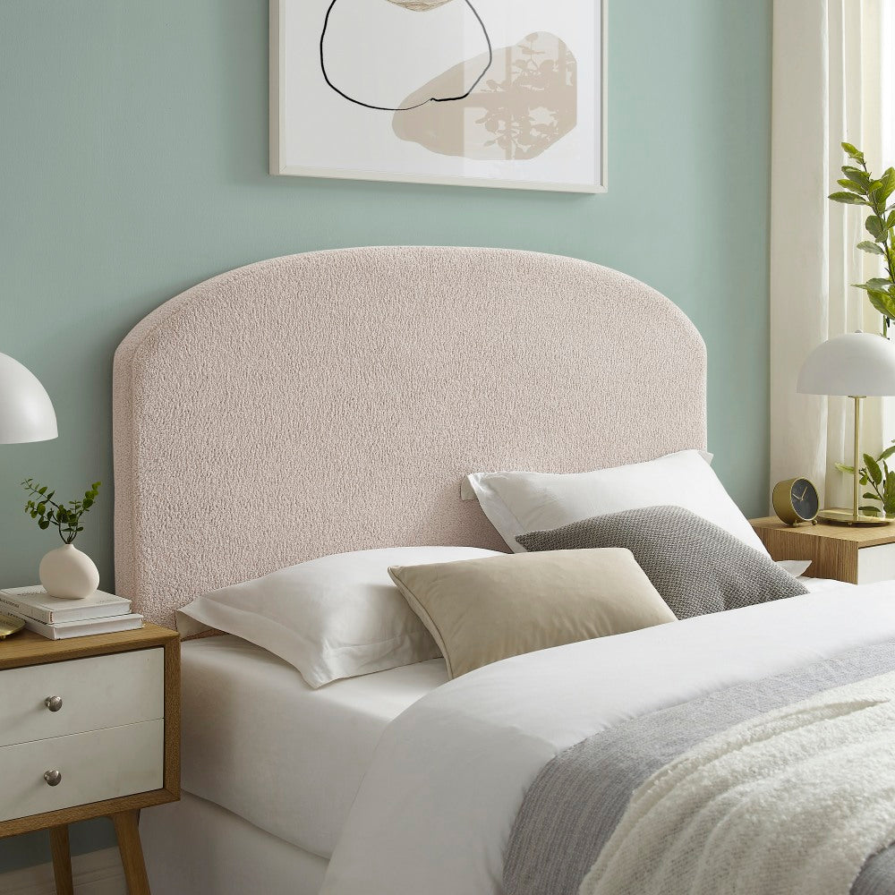 Linon Bayberry Rounded Upholstered Headboard, Full/Queen, 50inH x 63inW x 3inD, Natural