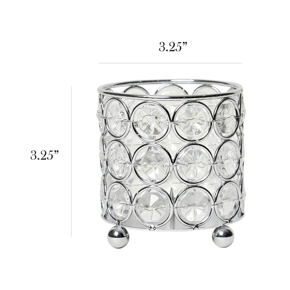 Elegant Designs Elipse Crystal Decorative Vase, 3-1/4in x 3-1/4in, Chrome