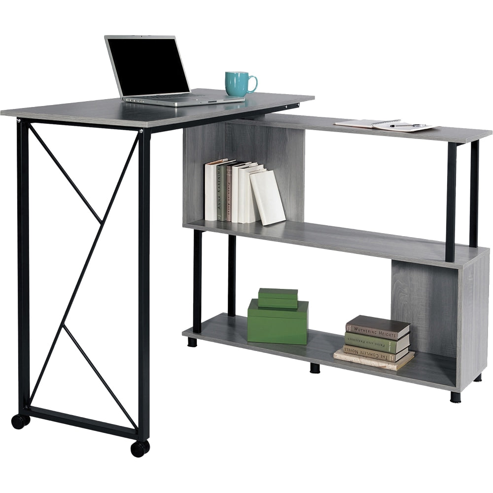 Safco Mood Rotating Worksurface Standing Desk - Box 1 of 2 - For - Table TopRectangle Top x 53.25in Table Top Width x 21.75in Table Top Depth - 42.25in Height - Assembly Required - Laminated, Gray - Powder Coated Steel - 1 Each