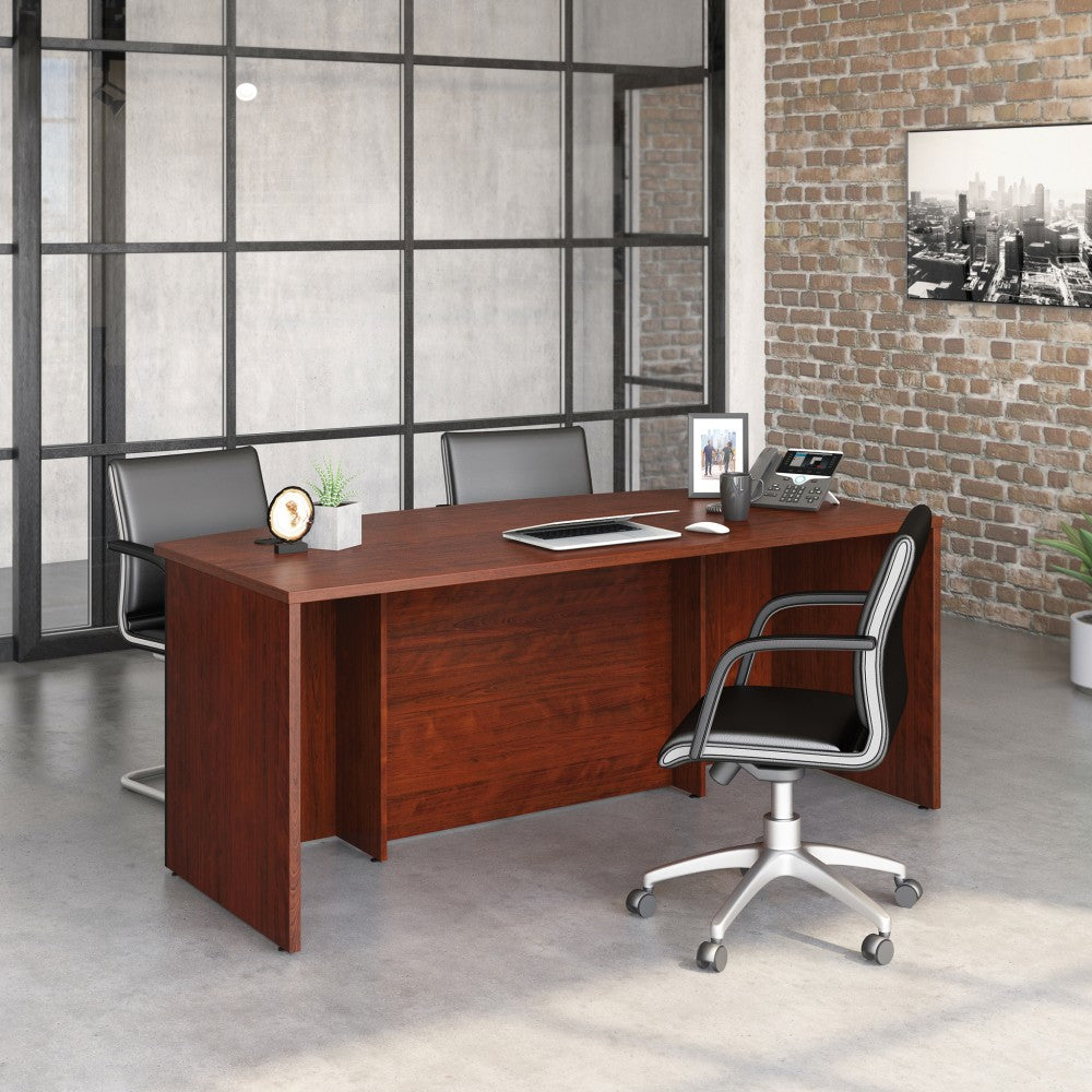 Sauder Affirm 72inW Commercial Bow-Front Computer Desk, Classic Cherry