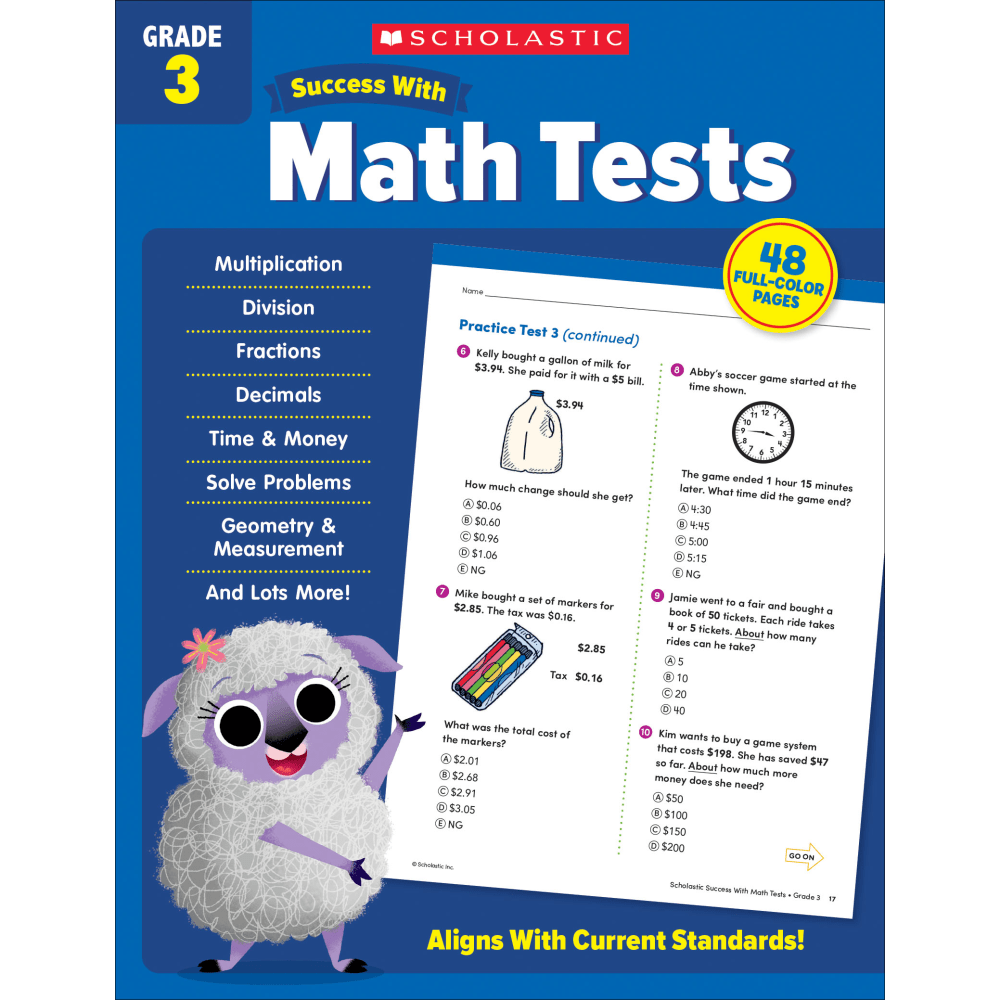 Scholastic Success With Math Tests Workbook, Grade 3