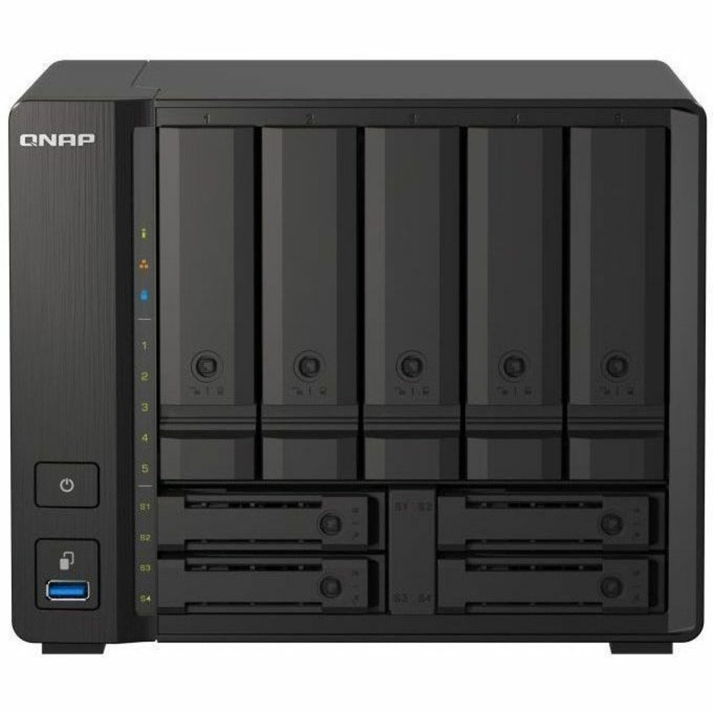 QNAP TS-H973AX-8G-US SAN/NAS Storage System - AMD Ryzen V1500B Quad-core (4 Core) 2.20 GHz - 9 x HDD Supported - 0 x HDD Installed - 9 x SSD Supported - 0 x SSD Installed - 8 GB RAM DDR4 SDRAM - Serial ATA/600 Controller - RAID Supported