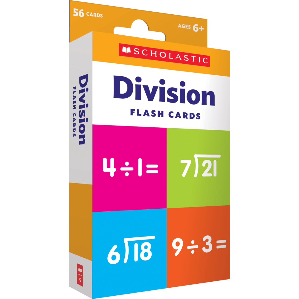 Scholastic Division Flash Cards, 6-5/16inH x 3-7/16inW, Pack Of 56 Cards