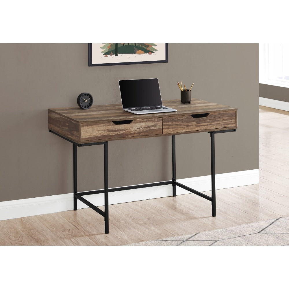 Monarch Specialties Pollard 48inW Computer Desk, Brown Wood/Black