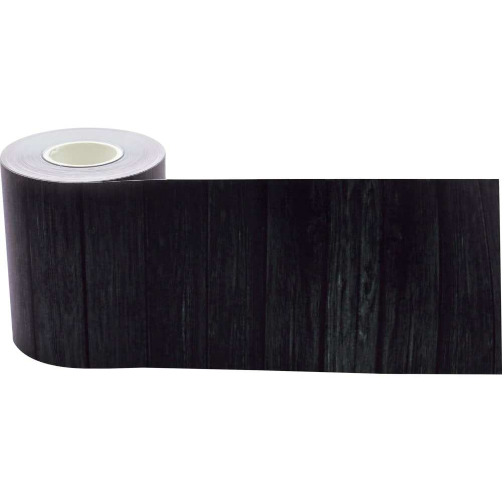 Teacher Created Resources Straight Rolled Border Trim, Black Wood, 50' Per Roll, Pack Of 3 Rolls