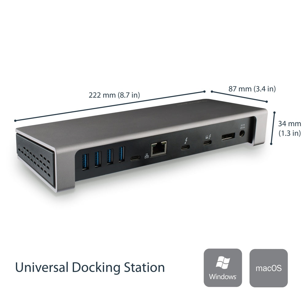 StarTech.com Dual 4K Monitor Thunderbolt 3 Dock - Dual 4K 60Hz - USB Type C - 6x USB 3.0 Ports Including Fast Charge - SD Card Reader - Power Delivery 85W - No Driver Installation Required - Adapter for Second Display Included