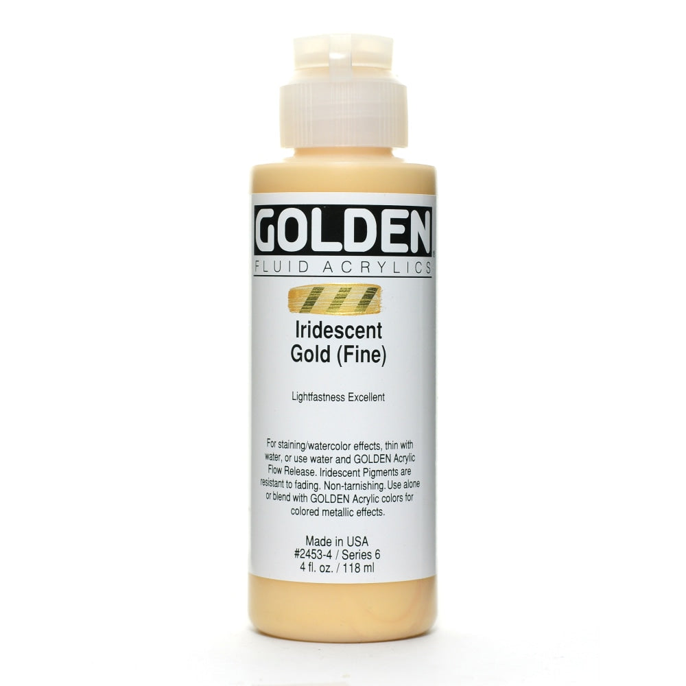 Golden Fluid Acrylic Paint, 4 Oz, Iridescent Gold Fine