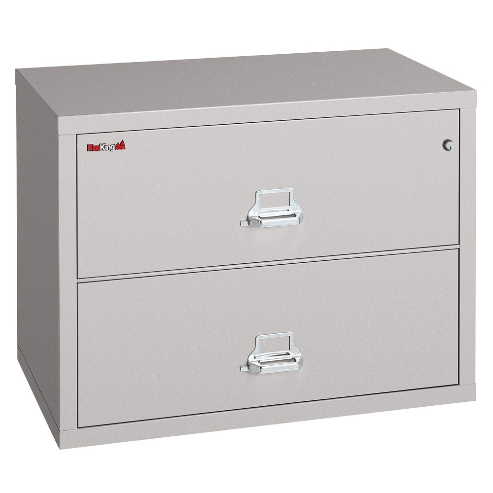 FireKing UL 1-Hour 31-1/8inW x 22-1/8inD Lateral 2-Drawer Fireproof File Cabinet, Platinum, White Glove Delivery