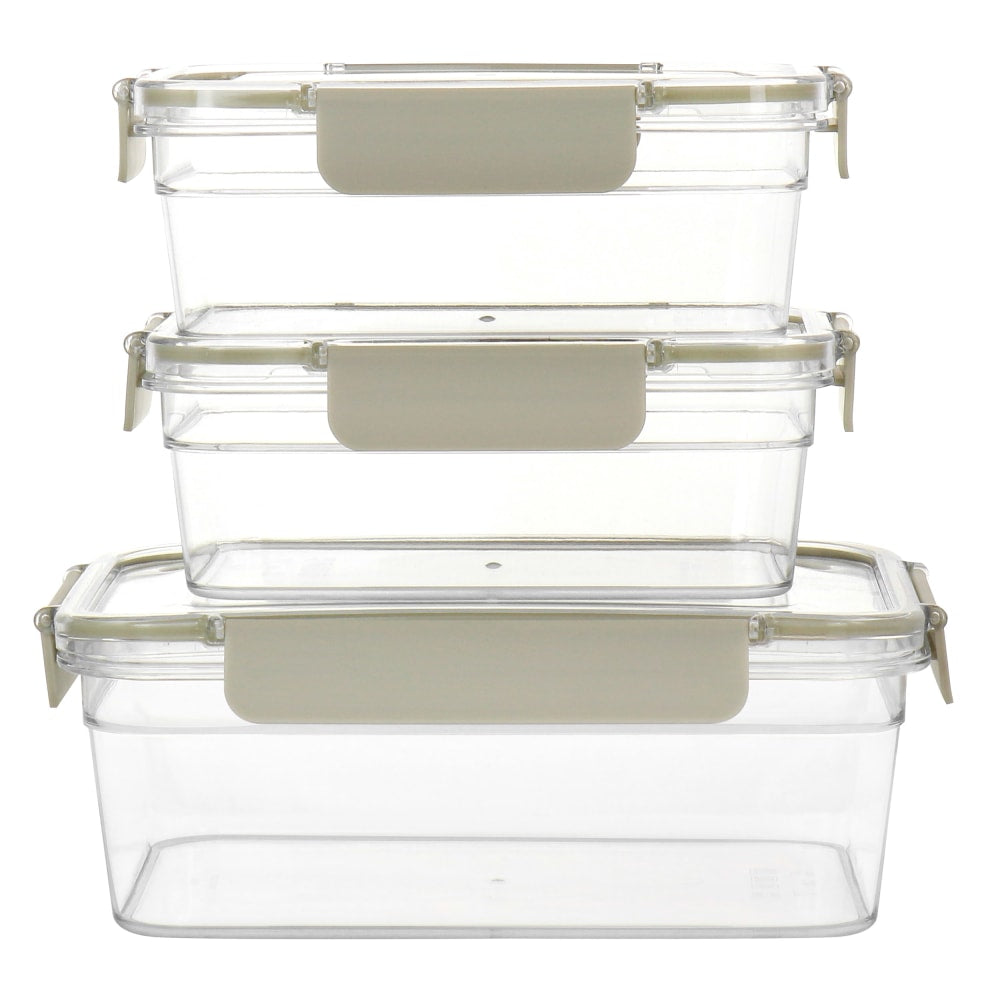 Martha Stewart 6-Piece Plastic Container Set, 3-1/2inH x 5inW x 8-3/4inD, Clear/Taupe