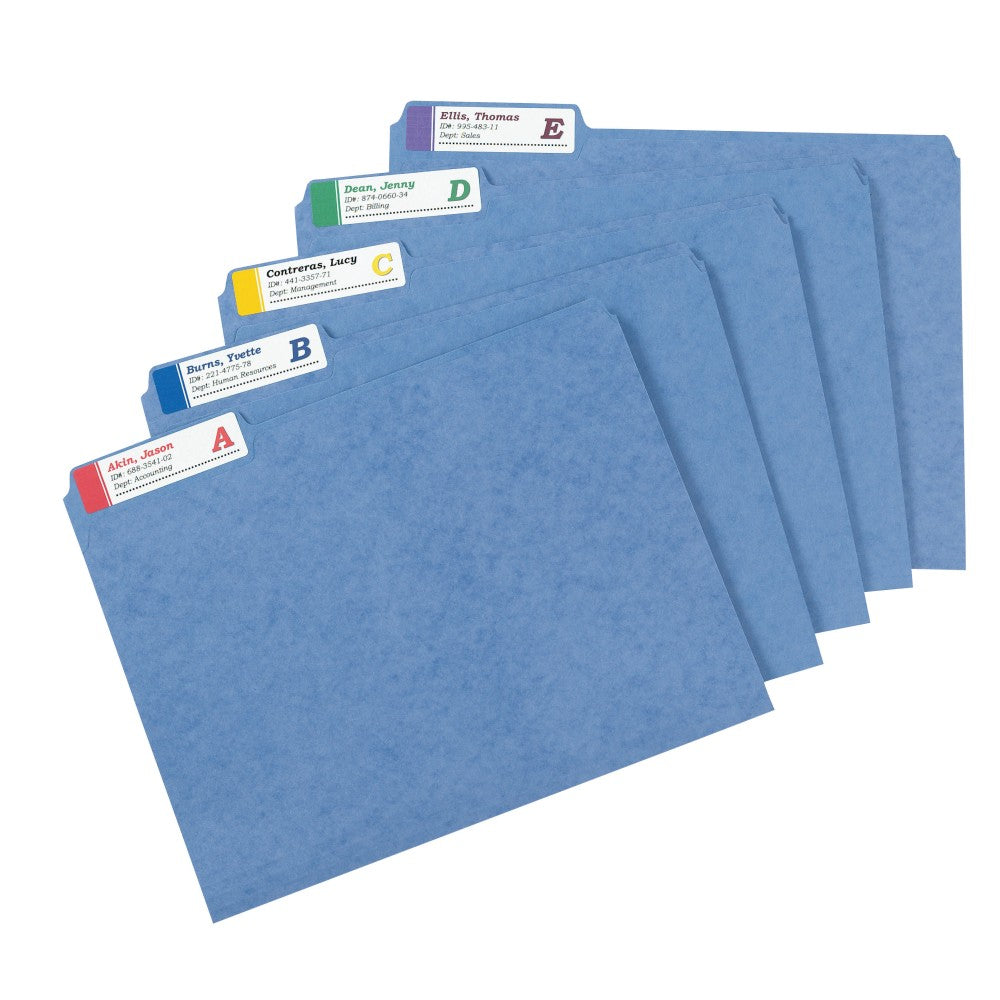 Avery TrueBlock Extra-Large Permanent Inkjet/Laser File Folder Labels, 5026, 15/16in x 3 7/16in, Assorted Colors, Pack Of 450