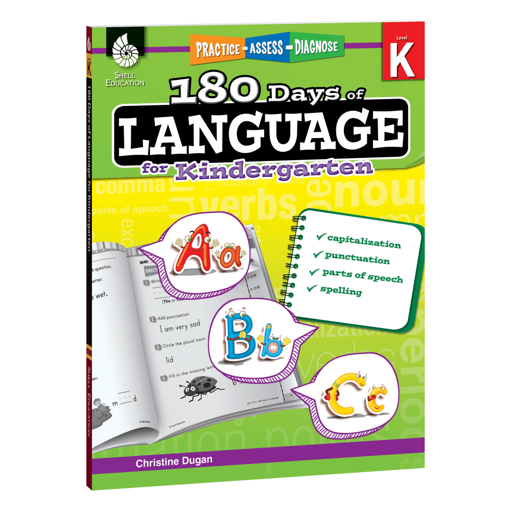 Shell Education 180 Days Of Language Workbook, Kindergarten