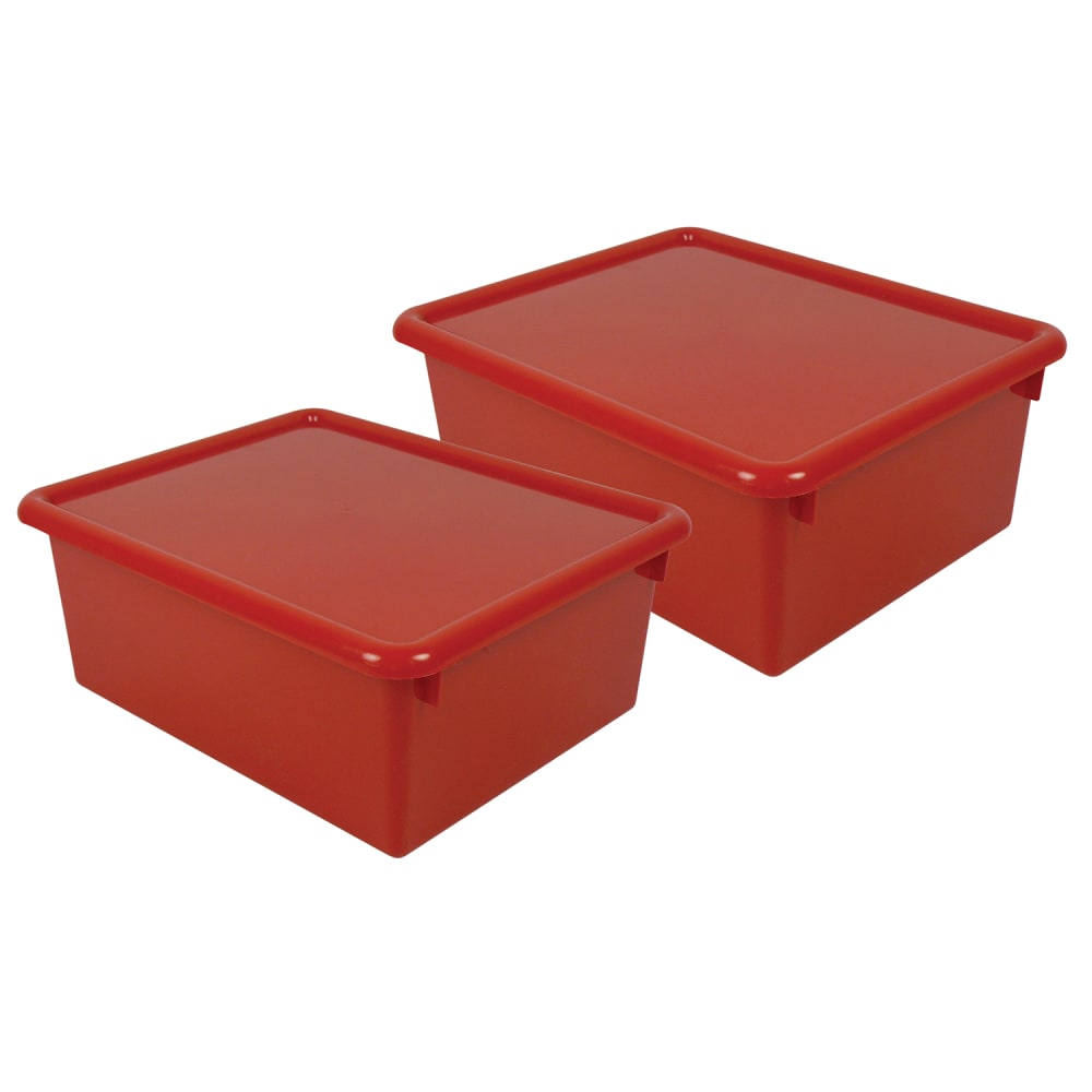 Romanoff Stowaway Letter Boxes With Lids, 5-1/4inH x 10-1/2inW x 13-1/4inD, Red, Pack Of 2 Boxes