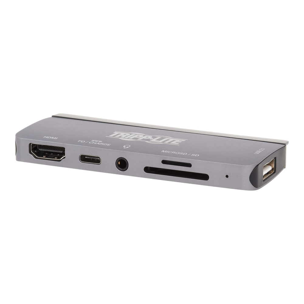 Tripp Lite USB C Docking Station HDMI USB-A SD/Micro SD PD Charging Gray - Docking station - USB-C / Thunderbolt 3 - HDMI