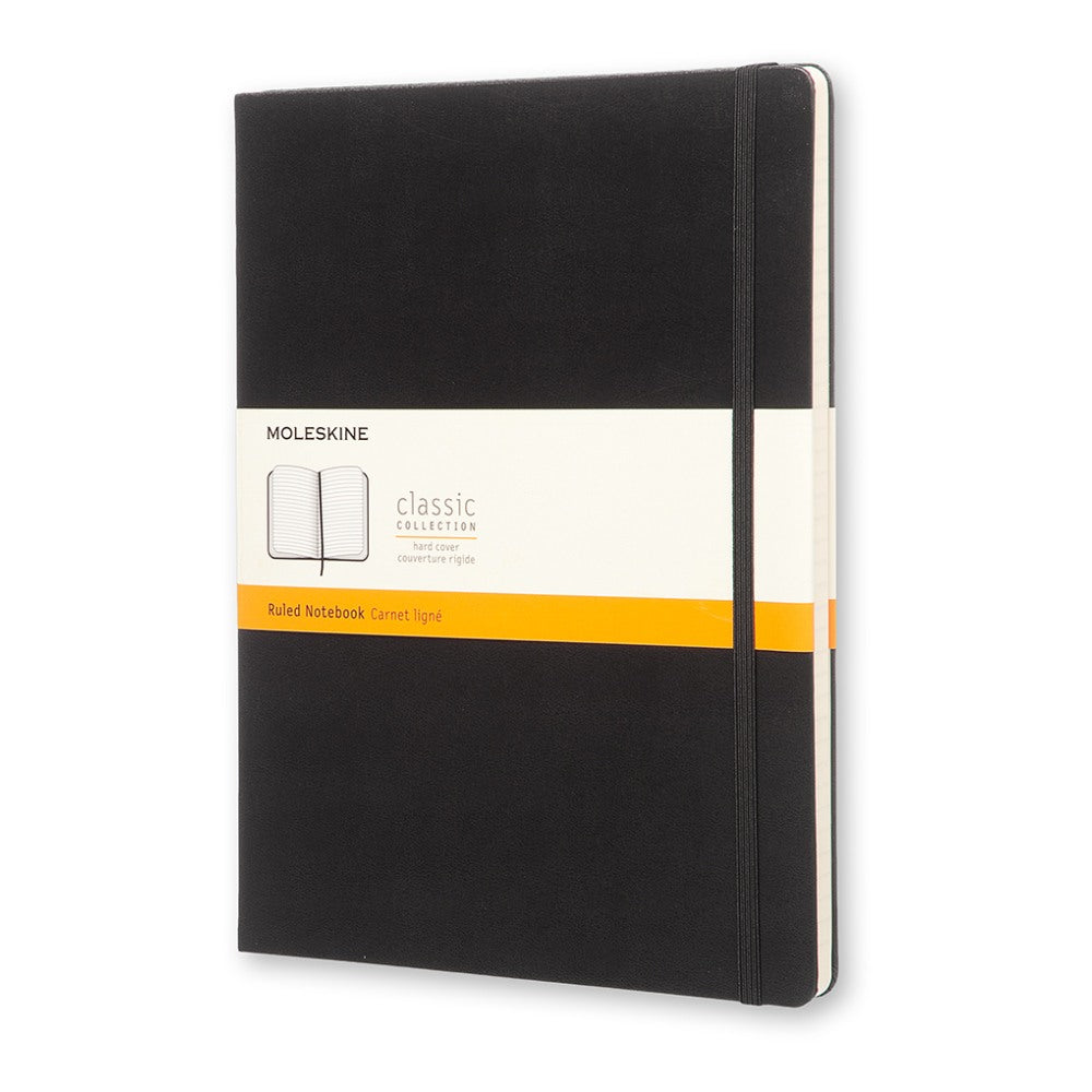 Moleskine Classic Hard Cover Notebook, 7-1/2in x 10in, Ruled, 192 Pages, Black