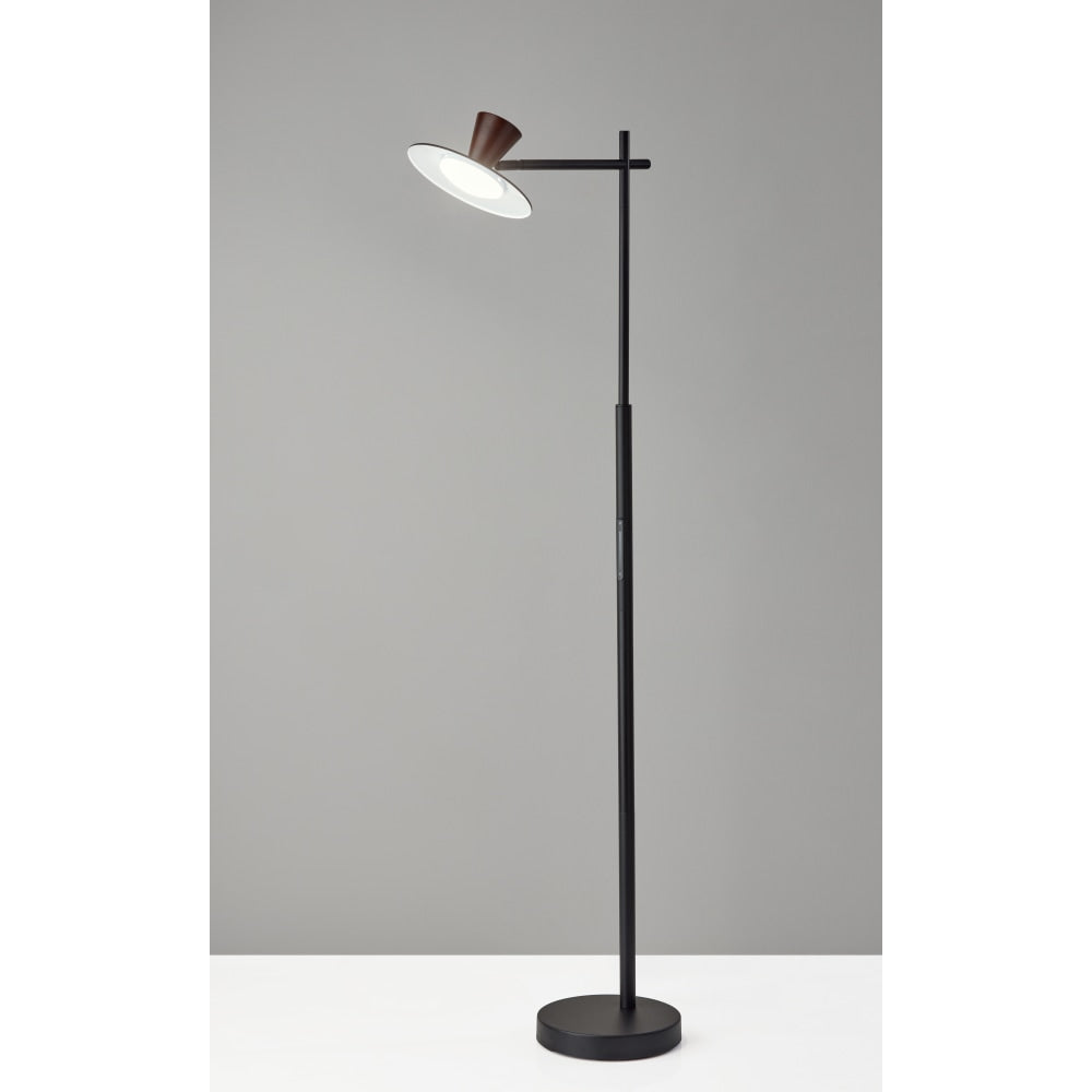 Adesso Elmore LED Floor Lamp With Smart Switch, 56inH, Walnut/Black