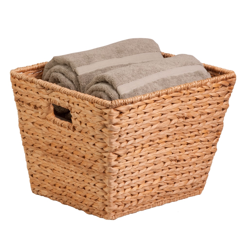 Honey-Can-Do Water Hyacinth Basket, Medium Size, 12in x 12in x 15 3/4in, Brown/Natural