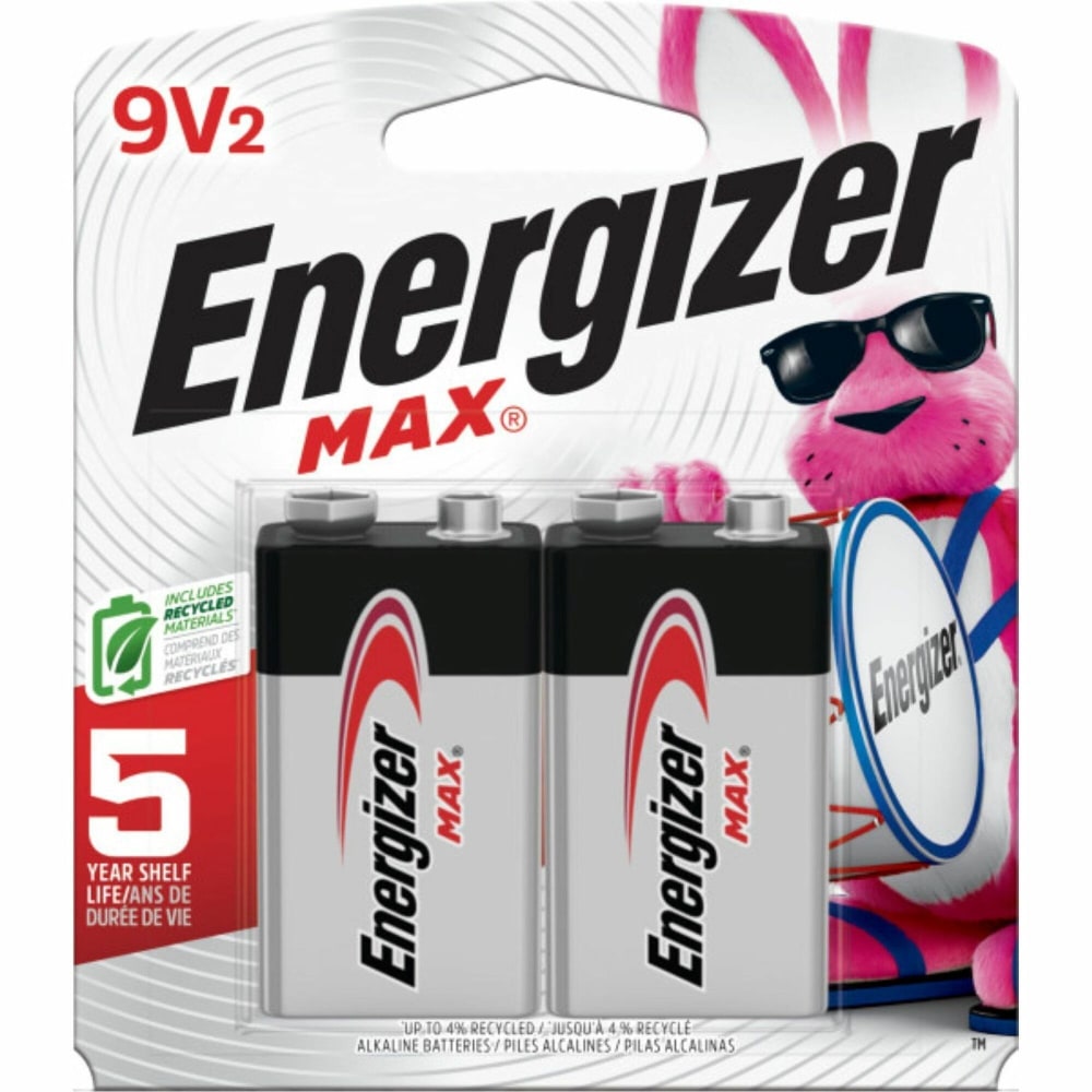 Energizer Max 9-Volt Alkaline Batteries, Pack Of 2